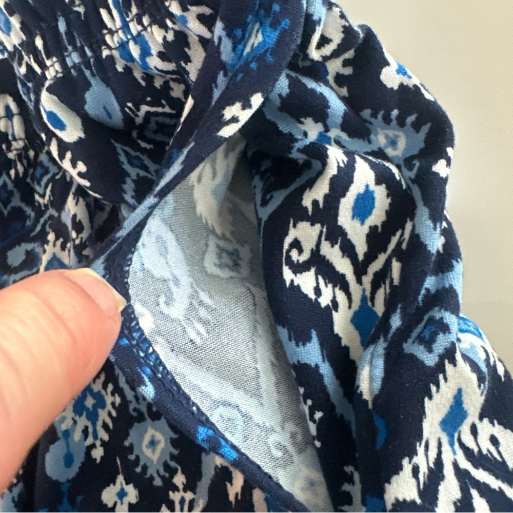 Cuddl Duds Navy Top with Blue Patterned Pajama Pants extra small with pockets - Picture 4 of 9